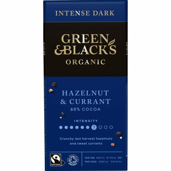 GB Organic Hazelnut Currant 90g Bar
