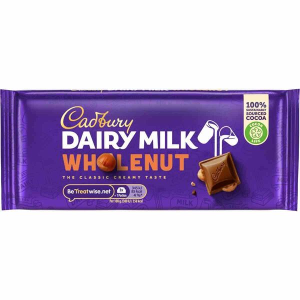 Cadbury Dairy Milk Whole Nut Chocolate Bar 120g