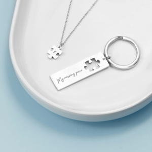 Personalised Perfect Fit Necklace & Keyring Set