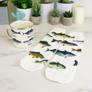 Fish Enamel Mug & Sock Gift Set