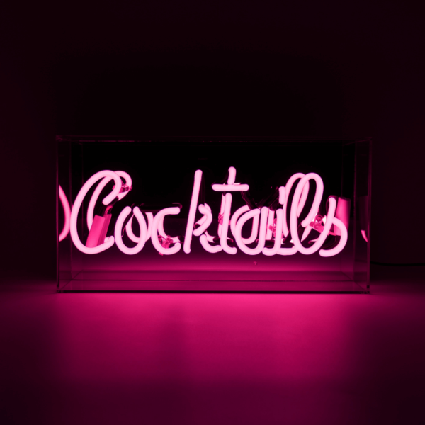 Pink Cocktails Neon Box Sign