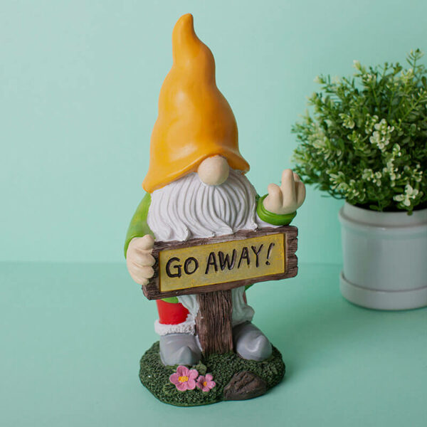Go Away Gnome with Solar Light Sign