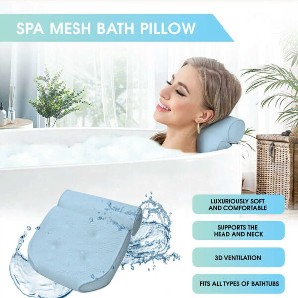 Spa Mesh Bath Pillow Blue