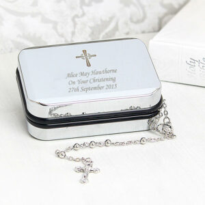 Personalised Rosary Beads And Cross Pendant Box