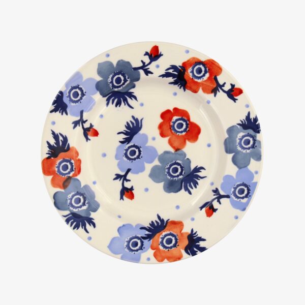 Seconds Red & Blue Anemone 8 1/2 Inch Plate
