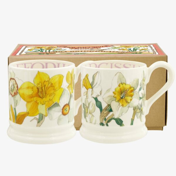 Daffodils & Narcissus Set Of 2 1/2 Pint Mugs Boxed