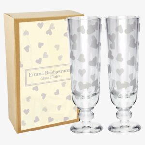 Hearts Set of 2 Glass Flutes Boxed
