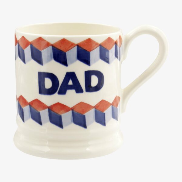 Red & Blue Tumbling Blocks 'Dad' 1/2 Pint Mug