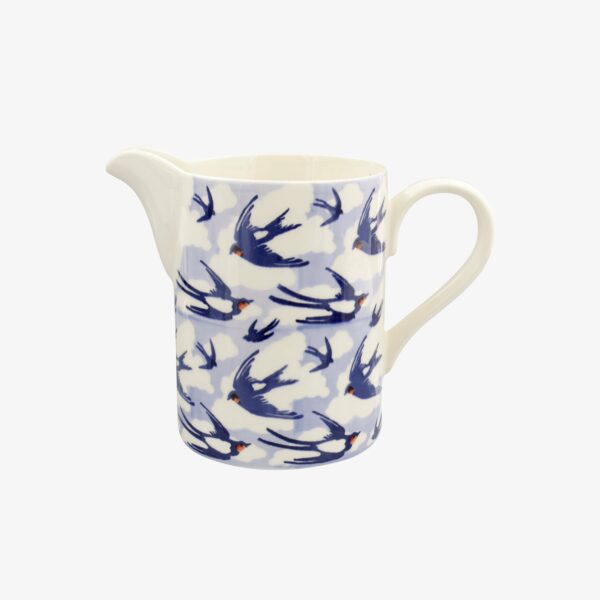 Blue Swallows In The Clouds Medium Straight Jug
