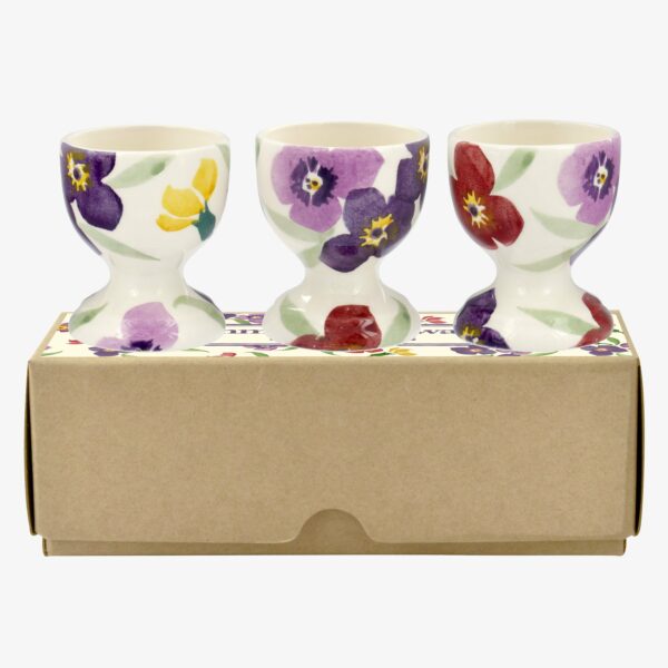 Purple Wallflower Set of 3 Egg Cups Boxed