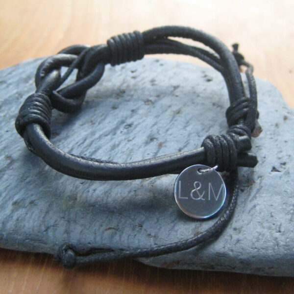 Personalised Leather Knot Bracelet