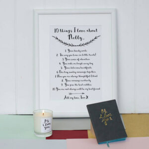 Personalised 10 Things I Love About You Print