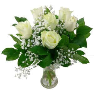 6 White Roses Bouquet