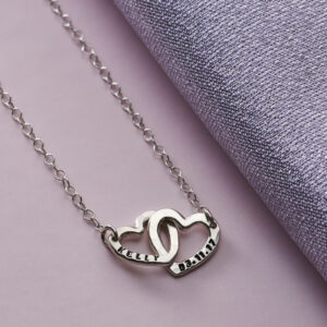 Personalised Double Heart Names Necklace