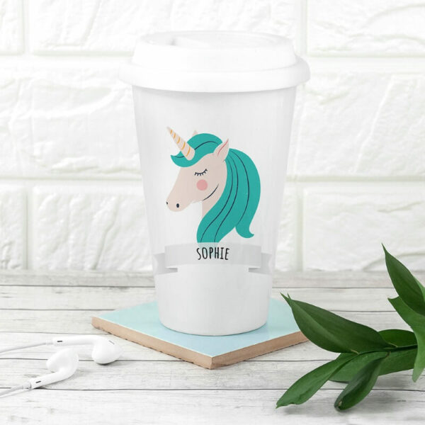 Personalised Unicorn Travel Mug