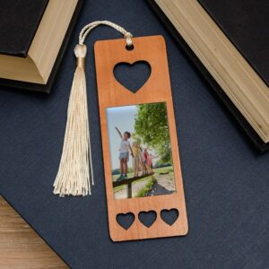 Personalised Photo Wooden Book Mark - Heart