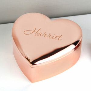 Personalised Name Rose Gold Heart Trinket Box