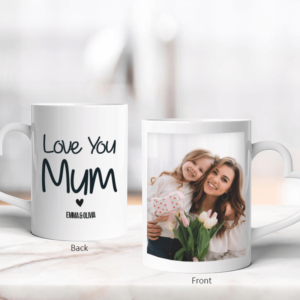 Personalised Love Mum Heart Photo Mug