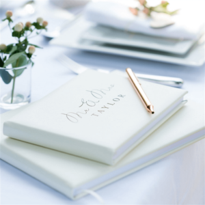 Personalised Ivory Leather Wedding Guest Book