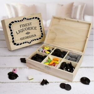 Personalised Finest Liquorice Wooden Sweet Box