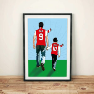 Personalised Hand in Hand Dad Football Poster