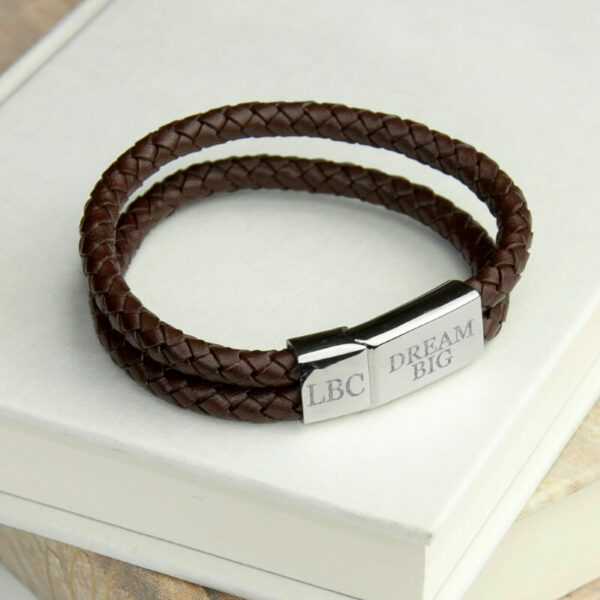 Personalised Men's Dual Leather Woven Bracelet