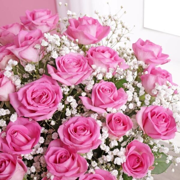 Personalised 24 Pink Roses Bouquet