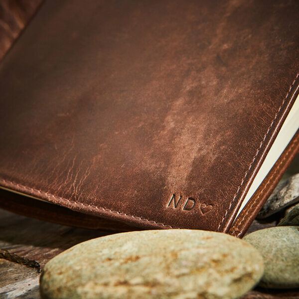 Personalised Vintage Leather Lined Notebook