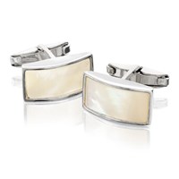 Sterling Silver Mother Of Pearl Rectangular Cufflinks - A4746