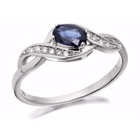 9ct White Gold Sapphire And Diamond Twist Ring - D6363-J