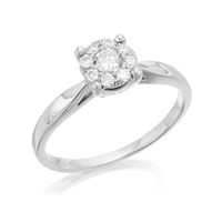 9ct White Gold Diamond Starburst Ring - 1/4ct - EXCLUSIVE - D6606-R