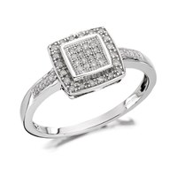 9ct White Gold Diamond Cushion Cluster Ring - 15pts - D6611-Q