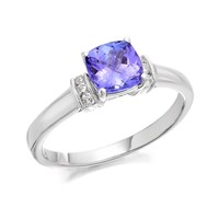 9ct White Gold Cushion Tanzanite And Diamond Ring - 6pts - EXCLUSIVE - D71104-J