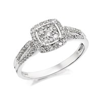 9ct White Gold Diamond Cluster Ring - 1/3ct - EXCLUSIVE - D7215-J