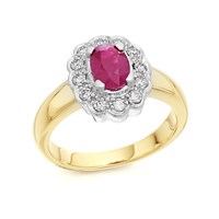 9ct Gold Ruby And Diamond Cluster Ring - 1/4ct - D7412-P
