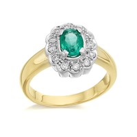 9ct Gold Diamond And Emerald Cluster Ring - 1/4ct - D7607-P