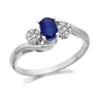 9ct White Gold Diamond And Sapphire Crossover Ring - 10pts - EXCLUSIVE - D7951