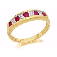 9ct Gold Diamond And Ruby Half Eternity Ring - D8209-J