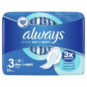 Always Ultra Night Size 3 Sanitary Towels with Wings 10 Pack