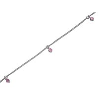 Silver Pink Cubic Zirconia Anklet - 10.5in - F2017