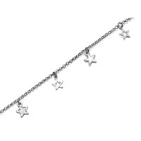 Silver Star Charms Anklet - 10in - F2019