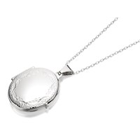 Silver Hinged Oval Locket And Chain - F4288
