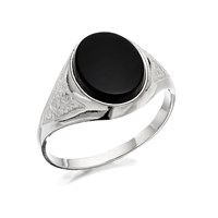 Silver Onyx Signet Ring - F5127-R