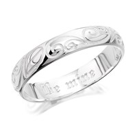 Silver Patterned Band Ring - F5491-M