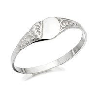 Silver Heart Signet Ring - F5554-K