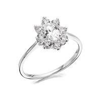 Silver Cubic Zirconia Cluster Ring - F5970-M
