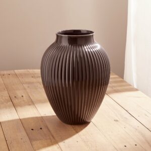 Grooved Large Black Olpe Vase