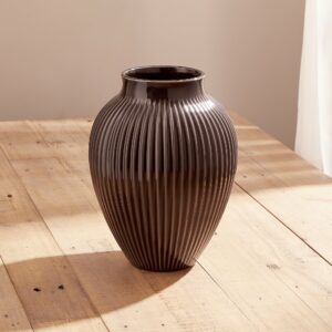 Grooved Black Olpe Vase