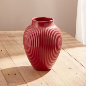 Grooved Burgundy Olpe Vase