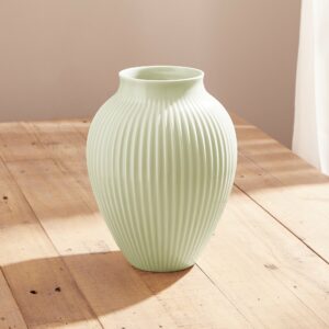 Grooved Mint Green Olpe Vase